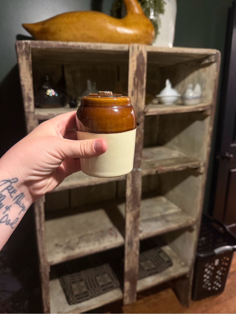 Two-Tone Ceramic Jam Pot in Brown and Cream